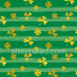 seamless Seamless 3D PBR Fabric Texture with Green Stripes and Gold Clover Leaves texture 8k free download PBR