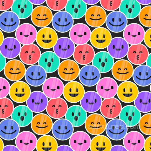 Colorful Happy Face Pattern Seamless Texture with Glossy Finish seamless Happy Face pattern PBR texture