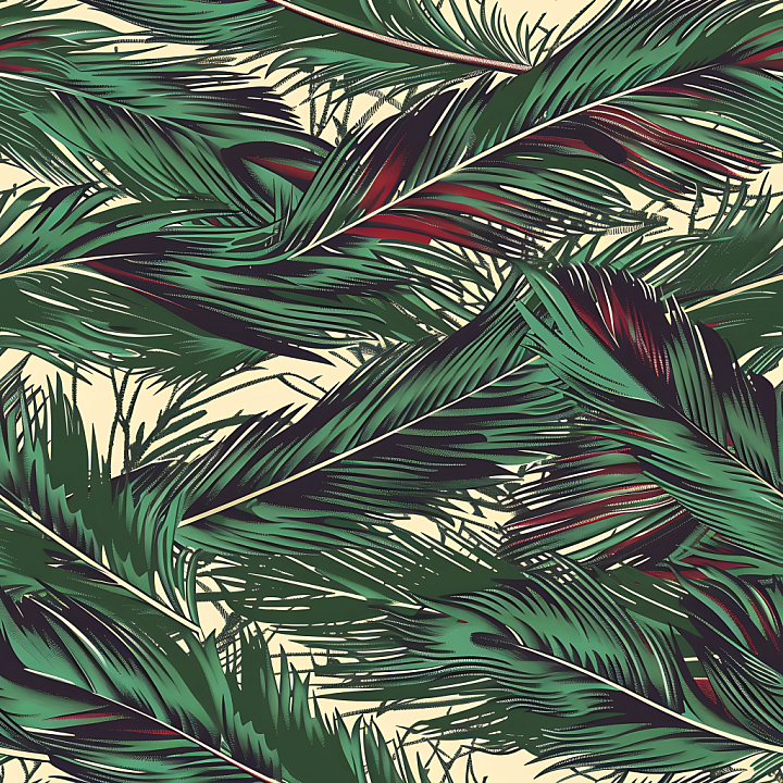 Jungle Leaf Camouflage with Stylized Tropical Foliage Pattern seamless PBR texture preview