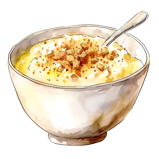 Preview — Sorghum Porridge Breakfast Bowl Watercolor Illustration with Toppings