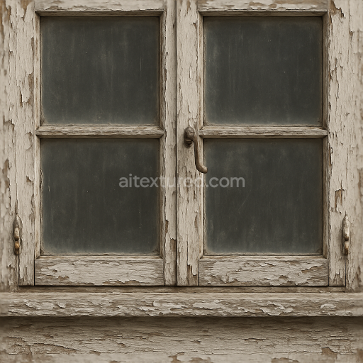 Seamless 8k PBR 3d texture of old window with weathered paint and chipped paint surface detail