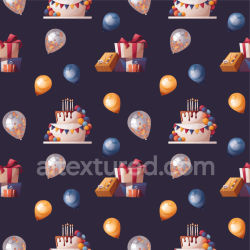 seamless Seamless 3D PBR Birthday Celebration Pattern Texture with Cakes, Gifts, and Balloons texture 8k free download PBR
