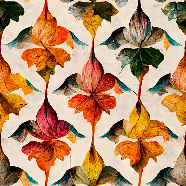 Vibrant Autumn Leaves Pattern seamless PBR texture preview