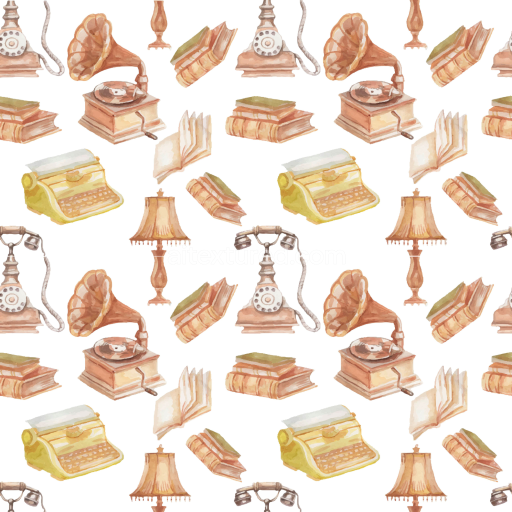 Seamless 3D PBR Texture Featuring Vintage Illustrated Paper Scrapbook Elements