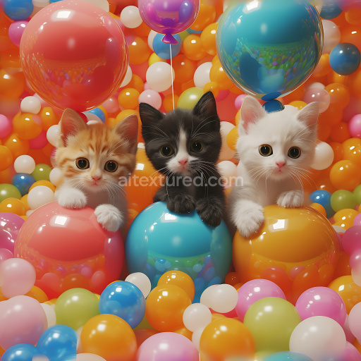 Seamless 3D Inflated PBR Texture of Colorful Glossy Vinyl Balloons