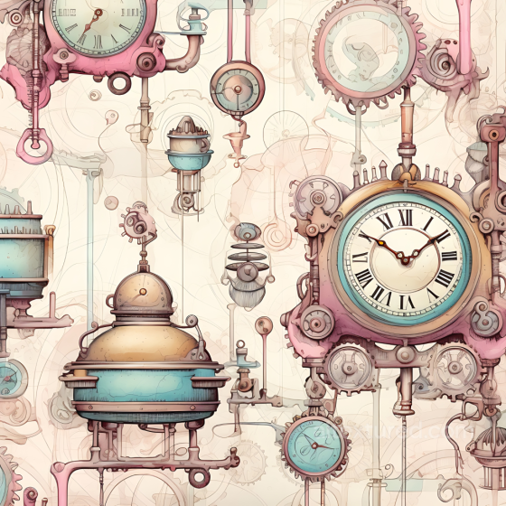 Vintage Scrapbook Texture of Vintage Clockwork and Mechanical Elements in Pastel Hues Vintage Scrapbook texture preview