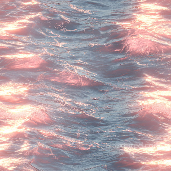 Water PBR Texture Featuring Reflective Sunset Ocean Waves Water texture preview