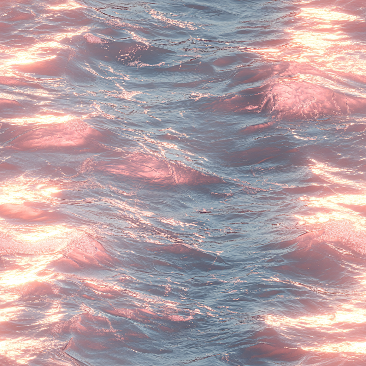 Water Featuring Reflective Sunset Ocean Waves seamless PBR texture preview