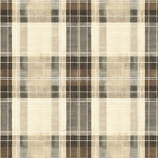 Seamless Beige and Brown Plaid 3D PBR Fabric Texture with Subtle Grain