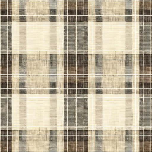 Seamless Beige and Brown Plaid 3D PBR Fabric Texture with Subtle Grain texture preview
