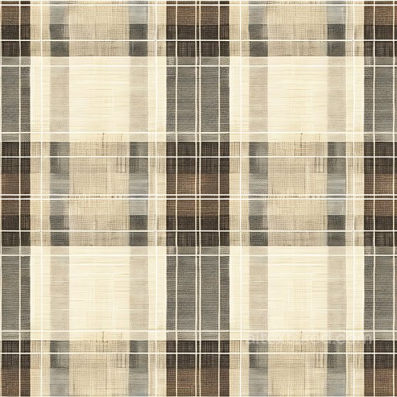 Seamless Beige and Brown Plaid 3D PBR Fabric Texture with Subtle Grain Plaid texture preview