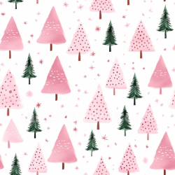 seamless Seamless 3D PBR Christmas Digital Paper Texture with Pink and Green Painted Trees texture 8k free download PBR