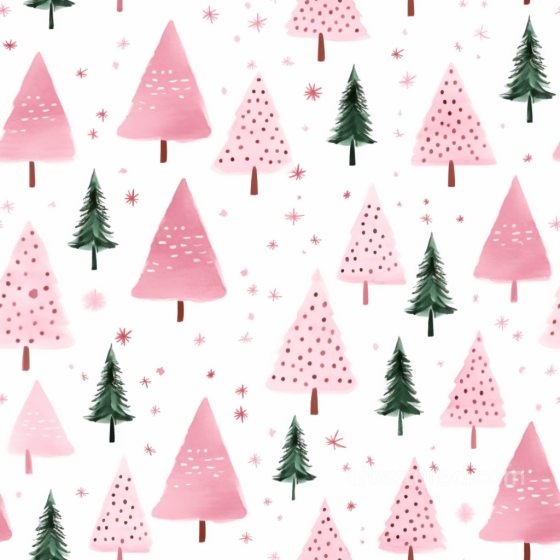 Christmas Digital Paper Texture with Pink and Green Painted Trees All Christmas Digital paper texture preview