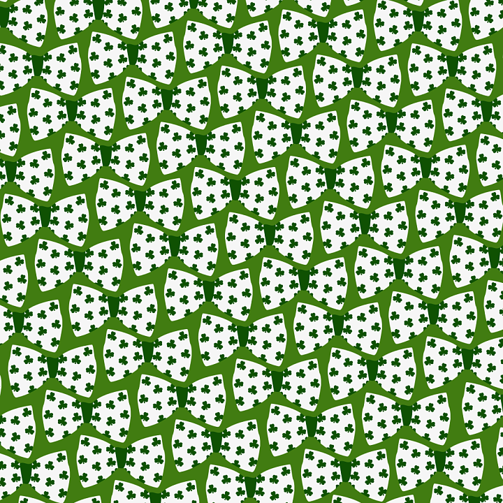 St Patrick Digital Paper Bundle of Green Shamrock Pattern on White Paper seamless PBR texture preview