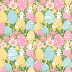 seamless Seamless 3D PBR texture of colorful Easter eggs with cartoon rabbits and flowers texture 8k free download PBR