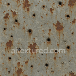 seamless Seamless 3d texture pbr 8k bullet holes and rust flakes with scratched metal and surface rust effects texture 8k free download PBR