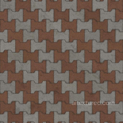 I Shape Paver Blocks with Alternating Colours | Free PBR seamless Brick PBR texture