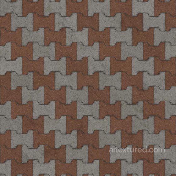 I Shape Paver Blocks with Alternating Colours | Free PBR Brick texture preview