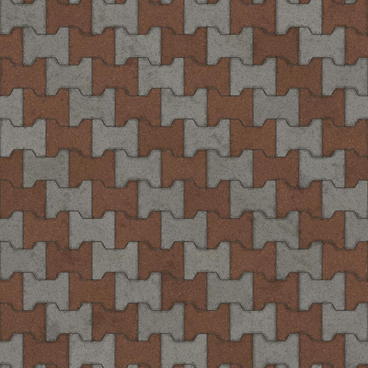 I Shape Paver Blocks with Alternating Colours Brick seamless PBR texture preview