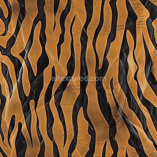 Preview — Seamless 3D PBR Leather Texture Featuring Tiger Stripe Pattern in Brown and Black with Detailed Grain and Scratches