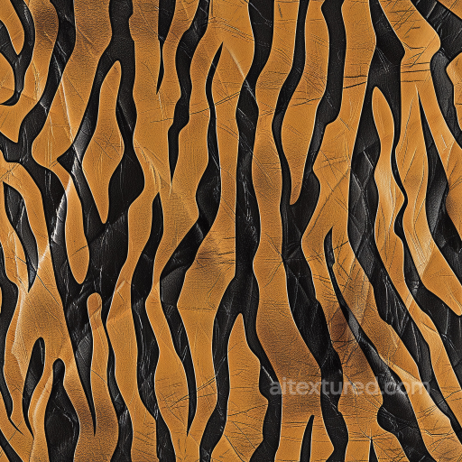 Leather Texture Featuring Tiger Stripe Pattern in Brown and Black with Detailed Grain and… seamless Leather PBR texture