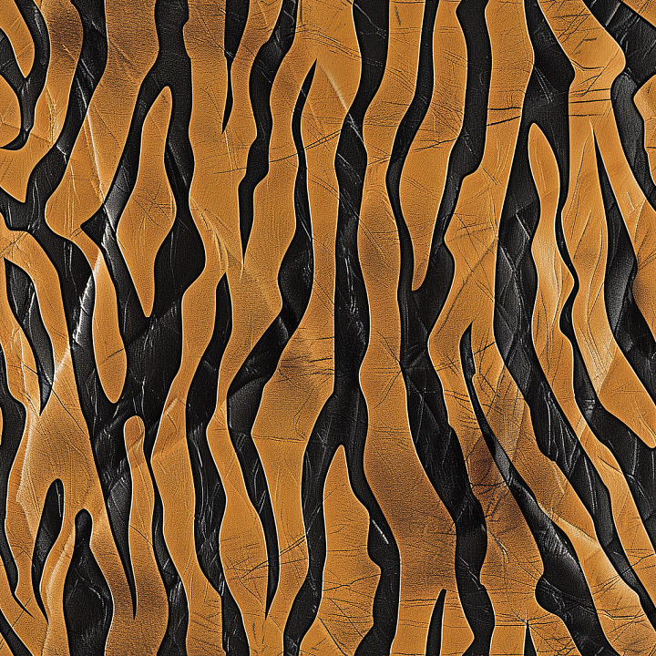 Leather Featuring Tiger Stripe Pattern in Brown and Black with Detailed… seamless PBR texture preview