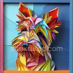 seamless Seamless 3D PBR Texture Featuring Vibrant Origami-Style Australian Terrier texture 8k free download PBR