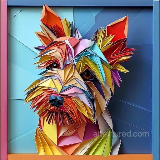 Animal - Seamless 3D PBR Texture Featuring Vibrant Origami-Style Australian Terrier texture preview