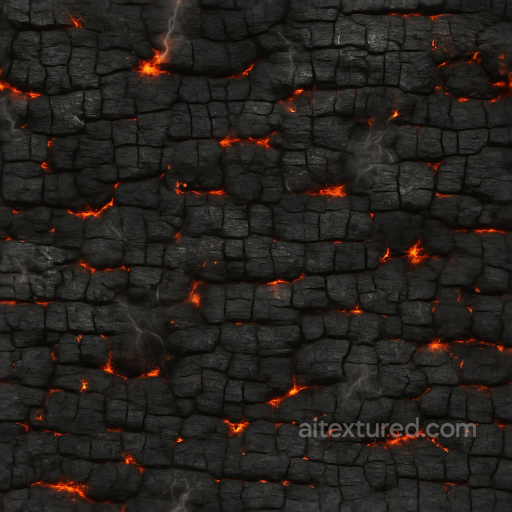 Burnt Bark With Dark Soot And Fire Kissed Highlights seamless Fire PBR texture