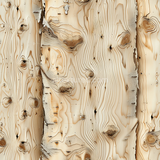 Seamless 3D Birch Wood PBR Texture with Distinctive Knots and Grain