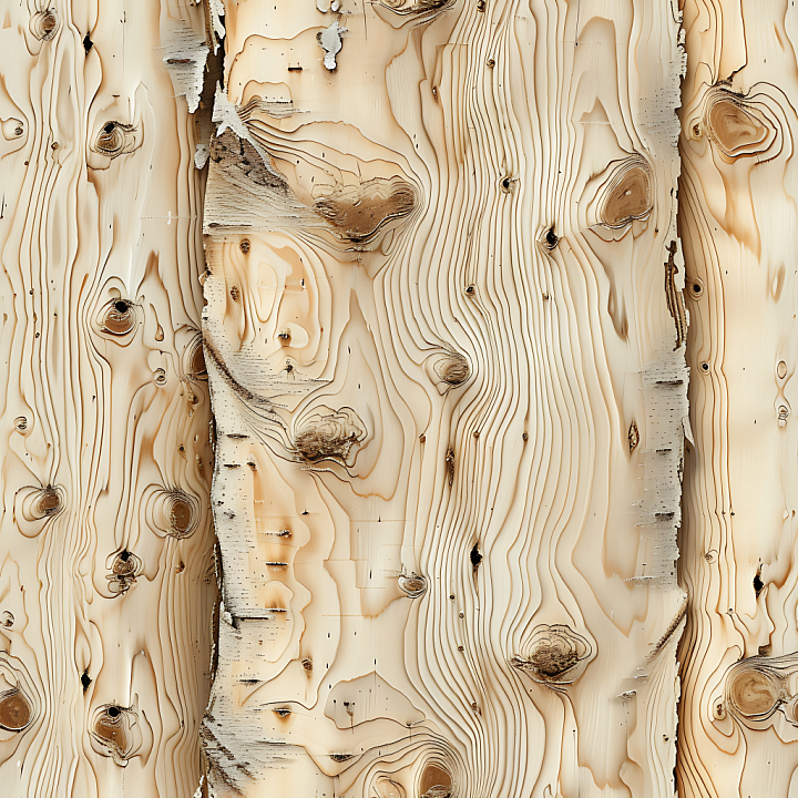 Birch Wood with Distinctive Knots and Grain seamless PBR texture preview