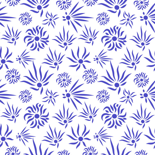 Pattern Bundle - Seamless 3D Floral Repeat Pattern PBR Texture in Blue on White texture preview