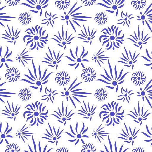 Floral Repeat Pattern PBR Texture in Blue on White seamless Pattern Bundle PBR texture
