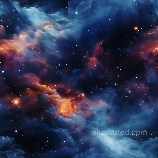 Space PBR Texture Featuring Vibrant Nebula Clouds and Starfield seamless Star, space, planets PBR texture