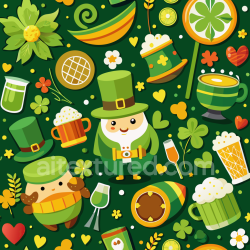 seamless Seamless 3D PBR Digital Paper Texture Featuring St Patrick Themed Cartoon Icons texture 8k free download PBR