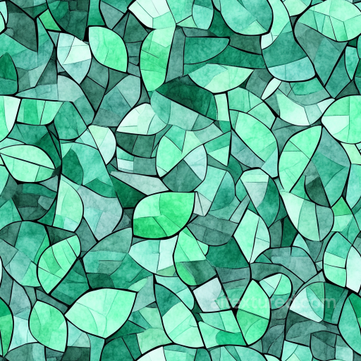 Mosaic Texture Featuring Stylized Green Leaf Tiles seamless Mosaic PBR texture