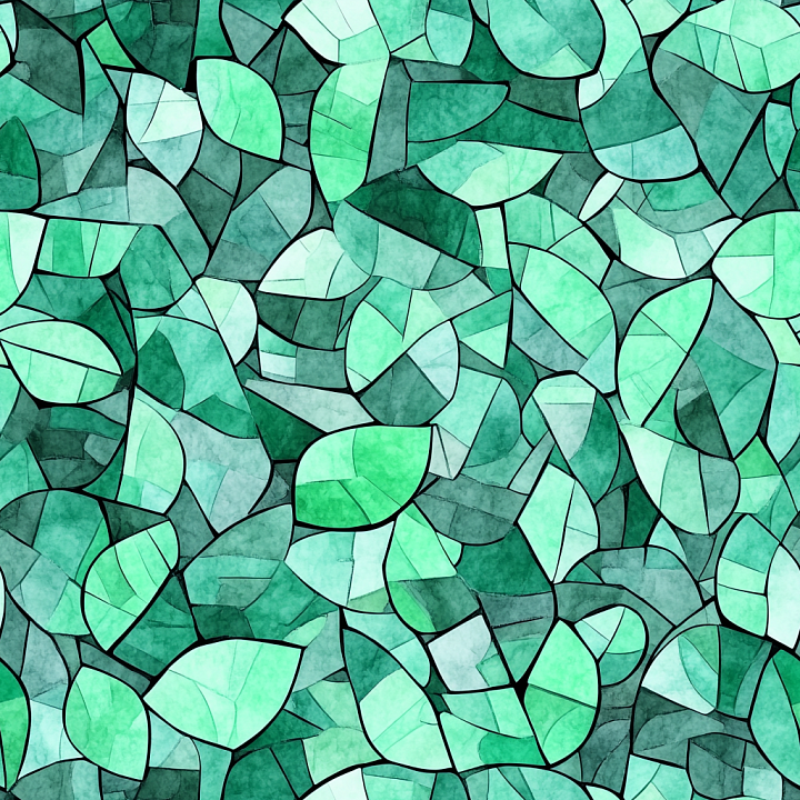 Mosaic Featuring Stylized Green Leaf Tiles seamless PBR texture preview