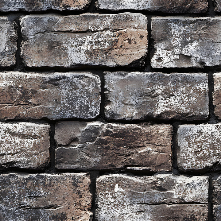 Cracked Weathered Brick Wall with White Patina seamless PBR texture preview