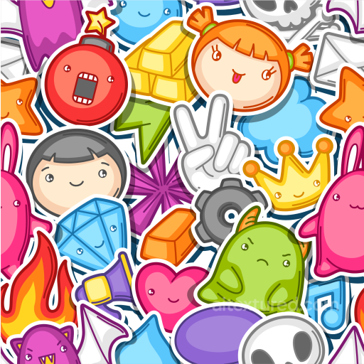 Baby Boy Texture of Colorful Playful Cartoon Stickers with Cute Characters seamless Baby Boy  PBR texture