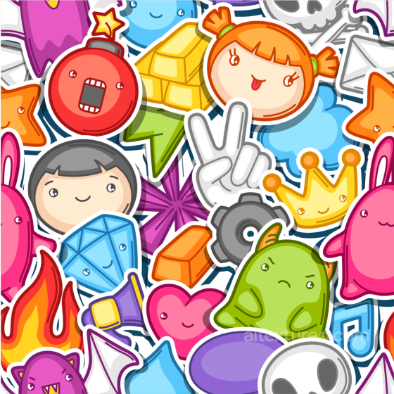 Baby Boy Texture of Colorful Playful Cartoon Stickers with Cute Characters Baby Boy texture preview