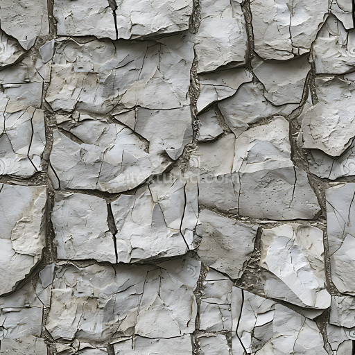 Seamless 3D Cracked Stone Wall PBR Texture With Layered Grey Rock Surfaces