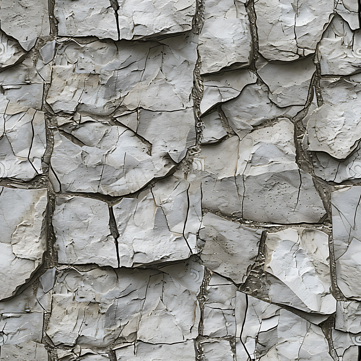 Cracked Stone Wall With Layered gray Rock Surfaces seamless PBR texture preview