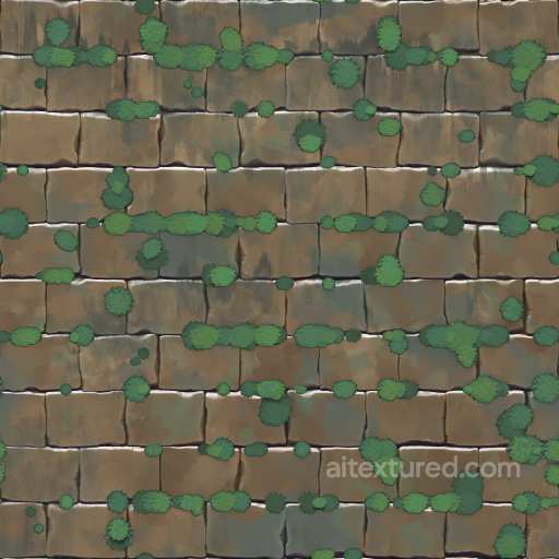 Stylized Brick Moss Wall - Seamless PBR Texture seamless Wall PBR texture