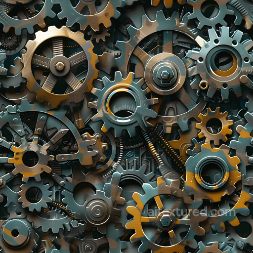 Industrial Camouflage PBR Texture with Gear and Cog Motifs seamless Color Camouflage PBR texture