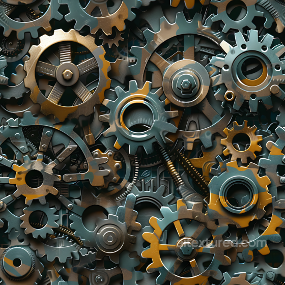 Industrial Camouflage PBR Texture with Gear and Cog Motifs Color Camouflage texture preview