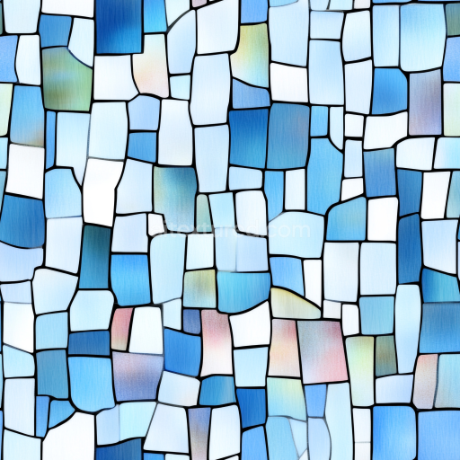 Seamless 3D Blue Stained Glass Mosaic PBR Texture with Irregular Tiles texture preview