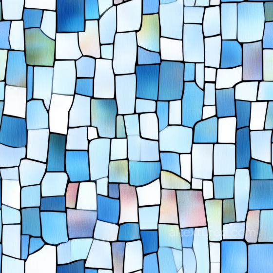Blue Stained Glass Mosaic PBR Texture with Irregular Tiles Mosaic texture preview