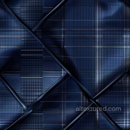 Seamless 3D Dark Blue Metal Plaid Panels PBR Texture with Geometric Grid texture preview