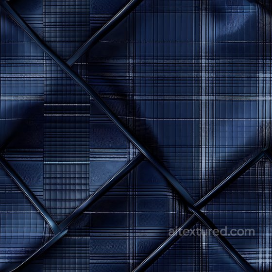 Dark Blue Metal Plaid Panels PBR Texture with Geometric Grid Plaid texture preview