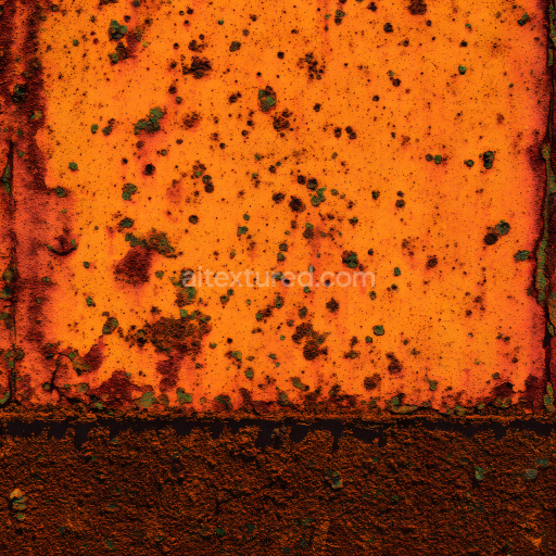 Seamless 3D Rusty Metal PBR Texture Featuring Orange Base with Pitted and Corroded Spots